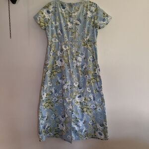 Vintage 90s Floral Liz Claiborne Maxi Dress Cotton 10 Petite